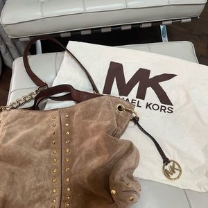 Michael Kors Large Suede Bag with Gold Studs